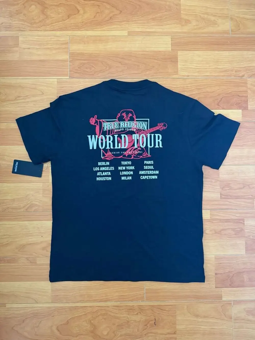True Religion World Tour Track Tee Jet Black Size Large